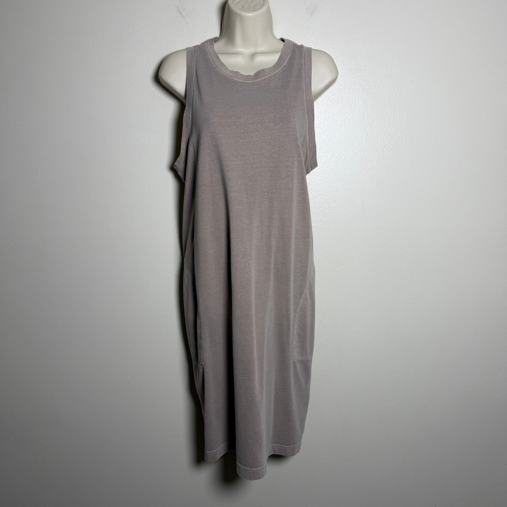 Old Navy Womens 100% Cotton Dress L Rare Earth Brown Sleeveless Pockets Minimal